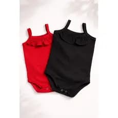 kit 2 bodys alcinha menina bebê , Body alcinha bebê com detalhe babado 1  preto e 1 vermelho .
