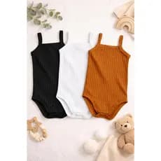 Kit 3 bodys Básicos infantil menina bebe,3 bodys básicos em ribana canelada.