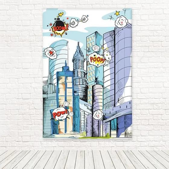 Painel Retangular Sublimado Prédios Heróis 1,50 X 2,20 FRT-1881