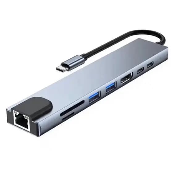 Hub Adaptador Usb Tipo C 8x1 Hdmi 4k Rj45   P/ Macbook Apple