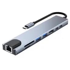 Hub Adaptador Usb Tipo C 8x1 Hdmi 4k Rj45   P/ Macbook Apple