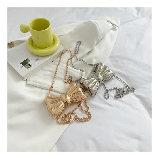 Bolsa feminina com laço metálico para mini festas Yb005 yobel