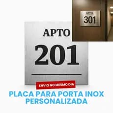 1 Placa Aço Inox 8cm x 8cm Apartamento Vaga Porta Casa