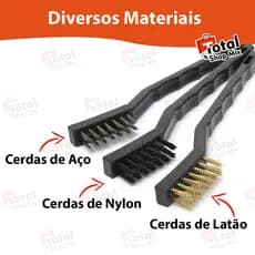 Kit Escovas Escovinhas Aço Multiuso Limpeza Limpa Grelha Churrasqueira Conjunto Jogo Cobre Nylon