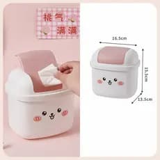Mini Lata De Lixo De Mesa com Tampa Cesta Pequena Portátil Escritório Banheiro Quarto