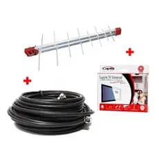 Antena Digital 4K Log 16 Com Cabo De 20m E Suporte TV Universal Para Painel e Parede Capte