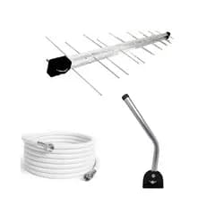 Antena Digital 4K UHF DIGITAL Antena Log 28, Mastro 45 cm e Cabo Coaxial 20m Kit Capte