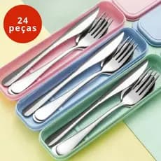 Jogo De Talheres 24 Peças  Aço Inox Premium - Faca Garfo Colher De Mesa Alta Qualidade