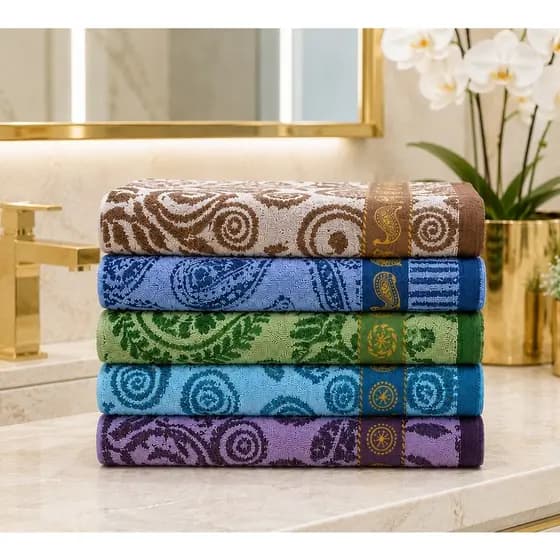 Kit Toalhas de Banho Macia Estampada Jacquard Grande 140x70cm Felpuda Alta Qualidade Bordada Sortida