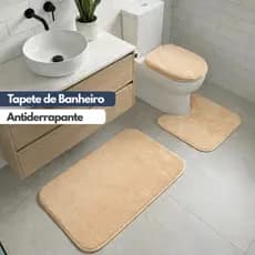 Tapete para Banheiro kit com 3 peças Antiderrapante Super Soft  Peças Algodão e Pelúcia