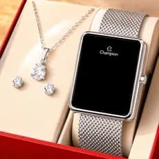 Relógio Champion Feminino Prata Digital LED Original com garantia de 1 ano acompanha colar e brincos