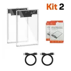 Case Gaveta HD SSD 2.5 Sata III USB 3.0 Transparente Externo 6Gbps PC Notebook PS4 Kit 2  marisa