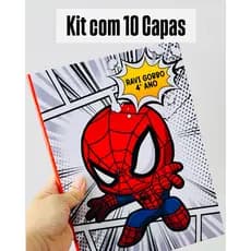 Kit com 10 Capas Adesivas Caderno Grande Brochurao COM NOME Personalizado Encapar Material Escolar Etiquetas Adesivas