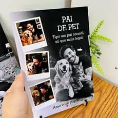Presente para Pai de Pet Personalizado Quadro com Fotos Cachorro Gato em MDF Dia dos Pais Decoração Porta Retrato