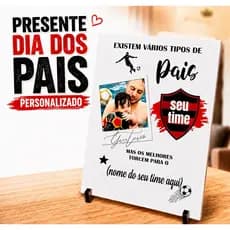 Presente Dia dos Pais Personalizado Quadro MDF Foto e Nome Time de Futebol Decoração Pai Vovô Avô Marido Homem Lembrança