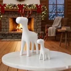 Kit de Renas Natalinas Decorativas Enfeite de Natal Minimalista 18cm e 15cm