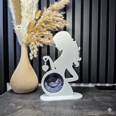 Porta-Retrato Silhueta Gestante Ultrassom 3D - Decoração Bebê Maternidade Presente Chá Revelação 23cmx15cm