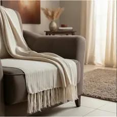 Manta Para Sofá E Peseira De Cama Cru Luxo Xale Decorativa 1,80 X 1,20m 100% Algodão Tear Mineiro