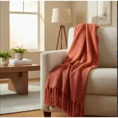Manta Pra Sofá Terracota Luxo 1,20m X 1,80 Ideal Para Sofás e Poltronas Em Tear Mineiro 100% Algodão