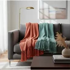 Kit 2 Manta Para Sofá Xale Terracota Com Pistache Luxo Decoração E Proteção Para Poltronas E Sofás 100%Algodão 1.80X1.20