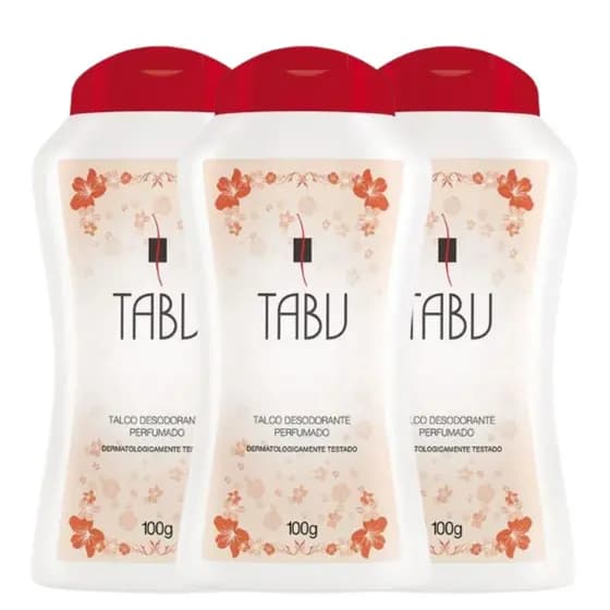 Kit 3 Talco Perfumado Tabu Tradicional 100G - Dana