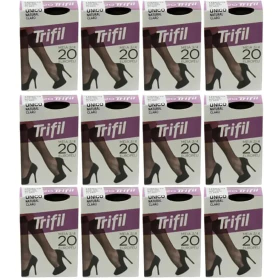 Kit 12 Meia Fina 3/4 Europeu Fio 20 Natural Claro - Trifil