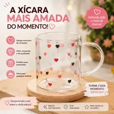 Caneca de Vidro Borossilicato Resistente ao Calor Love 200ml - Lyor