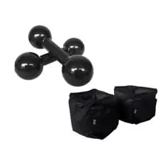Kit Fisioterapia Caneleira 2kg + Par Halter Emborrachado 2kg