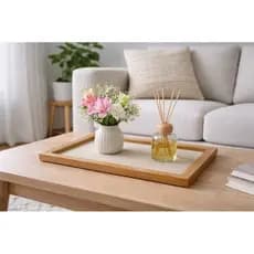 Bandeja Decorativa de Madeira 20,3 x 30,3 cm – Para Sala, Banheiro e Cozinha