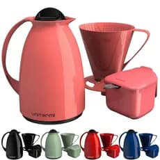 Kit Garrafa Térmica Florença 650ml Filtro e Açucareiro Conjunto Café Prático - Unitermi