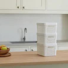 Kit3 Caixa Organizadora 2 Litros Cesto Organizador Com Tampa Gavetas  Maquiagem Bijuteria