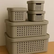 Kit 5 Caixas Organizadoras com Tampa Cesto Grande de Plástico 2, 6, 11 e 17 Litros Super Resistentes