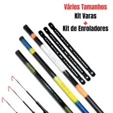Vara de Pesca Vara Telescópica Vara de Mão Vários Tamanhos + Enrolador de Linha