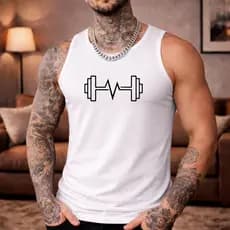 Camisa Regata Masculina Academia Algodão Brasil 100% Algodão Estampada Peso Batimento