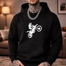 Moletom Canguru Caso de Frio Masculino Flanelado Quentinho Estiloso Moda Casual Estampado Motoqueiro