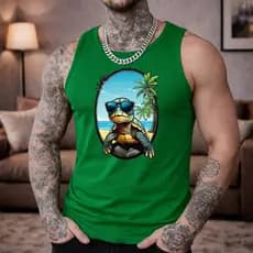 Camisa Regata Masculina Academia Algodão Brasil 100% Algodão Estampada Tartaruga De Oculos