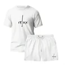 Conjunto Masculino Camiseta em Algodão + Shorts Shorts Mauricinho em Tactel Estampa Relex