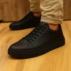 Sapatenis tenis masculino preto slip on casual leve macio