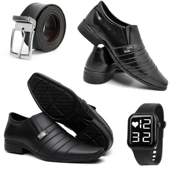 Kit 2 Pares + Brides Sapato Social Masculino Fivela Oferta Elegante