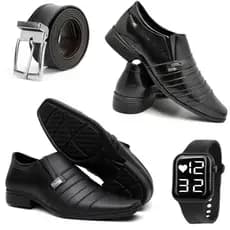 Kit 2 Pares + Brides Sapato Social Masculino Fivela Oferta Elegante