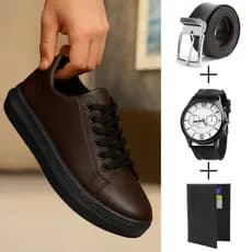 Sapato sapatenis tenis leve eventos estiloso marrom + Acessorios