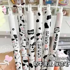 6pcs Vaca Preto Branco Estudantes Preta Prensa Gel Caneta