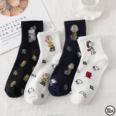 Meias Snoopy De Algodão Femininas Primavera