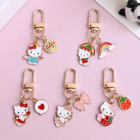 Chaveiro De Metal De Gatinho De Desenho Animado Pingente Delicado Fofo