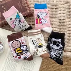 Snoopy Cartoon Socks Mulheres Meias De Algodão Anime