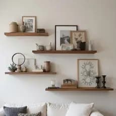 Kit com 4 Prateleiras acabamento invisível estilo industrial boho com kit instalação nicho decoração