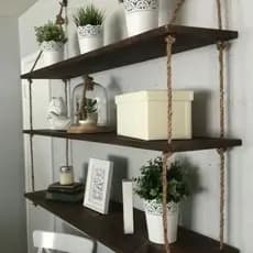 Prateleira Suspensa de Sisal 1m – Natural, Envelhecida ou Preta Fosca