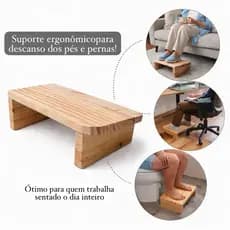 Suporte ergonômico para pés em madeira - Alivia dores e melhora postura - descanso para escritório, home office