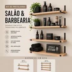 Kit Prateleiras organizadoras para barbearia e salão de beleza 40 ou 60cm