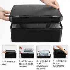 Lixeira Automatica Retangular 40L Sensor Aco Design Moderno Funcional Higienica Preta